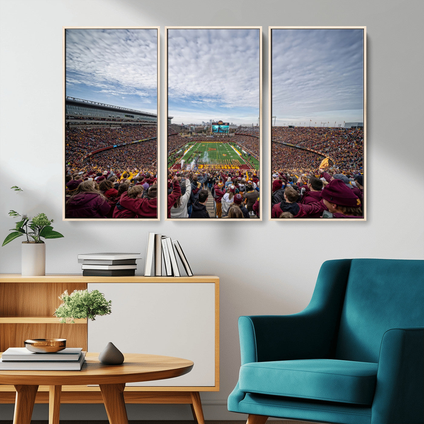 MGV-FC-48X32-3P - University of Minnesota Golden Gophers Football Team Print - Minneapolis Huntington Bank Stadium Art