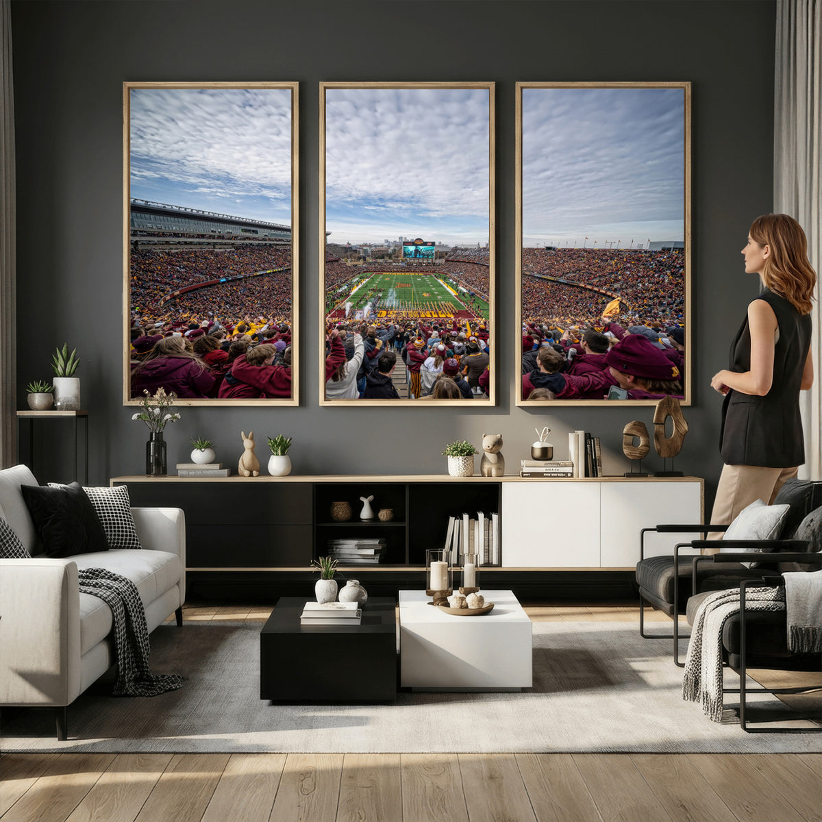 38459-PAN-FL-20X10 - University of Minnesota Golden Gophers Football Team Print - Minneapolis Huntington Bank Stadium Art