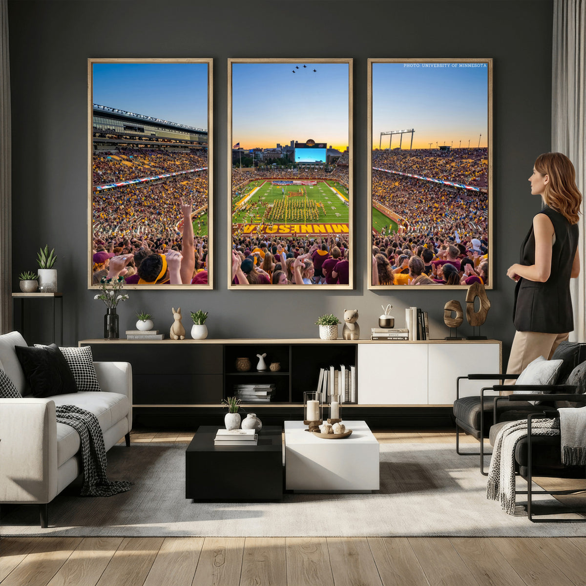 63452-PAN-FL-20X10 - University of Minnesota Golden Gophers Football Team Print - Minneapolis Huntington Bank Stadium