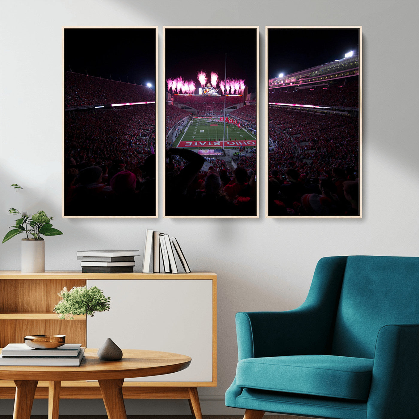 MGV-FC-48X32-3P - Ohio State University Buckeyes Football Team Print - Columbus Ohio Stadium Wall Art Canvas Print