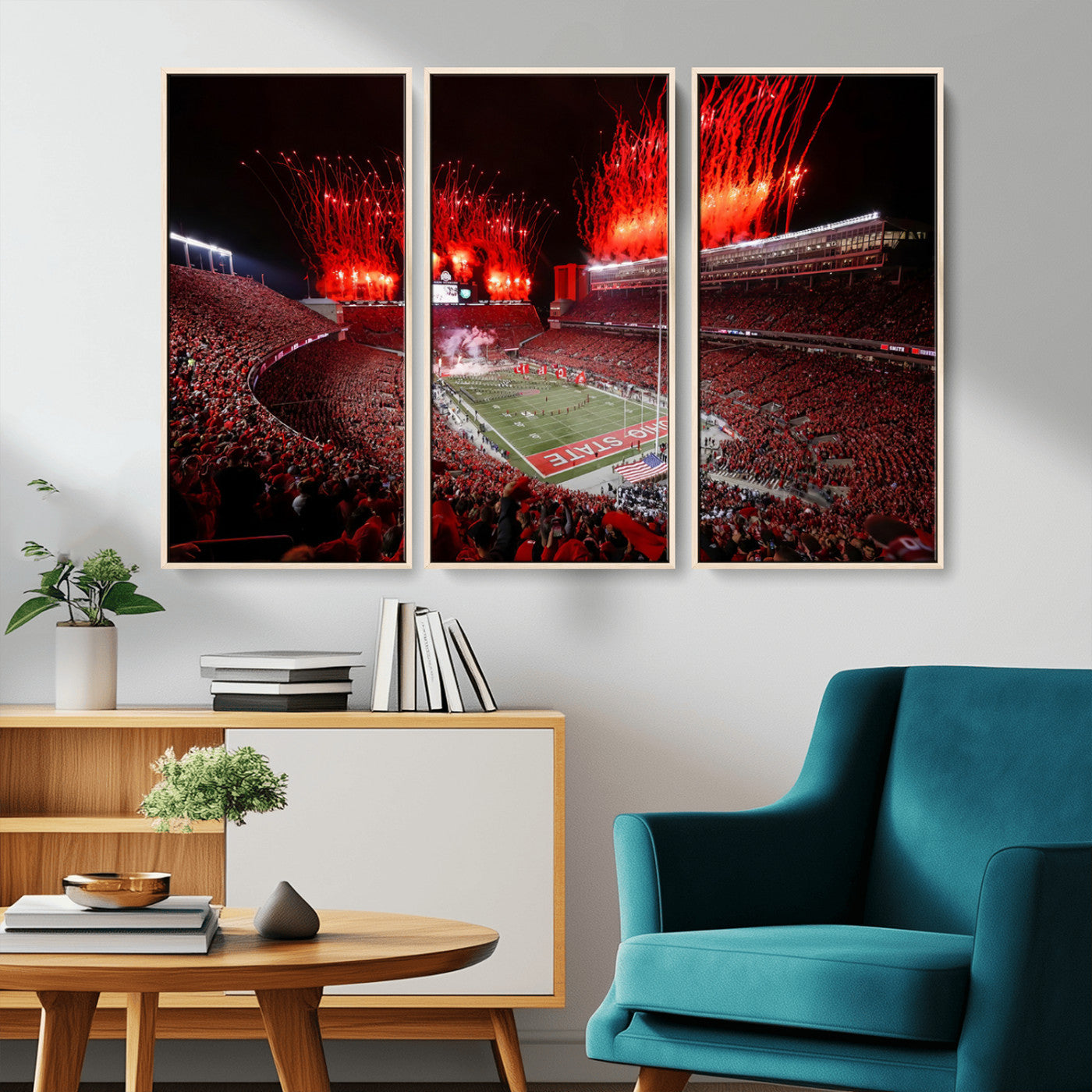 MGV-FC-48X32-3P - Ohio State University Buckeyes Football Team Print - Columbus Ohio Stadium Wall Art Canvas Print