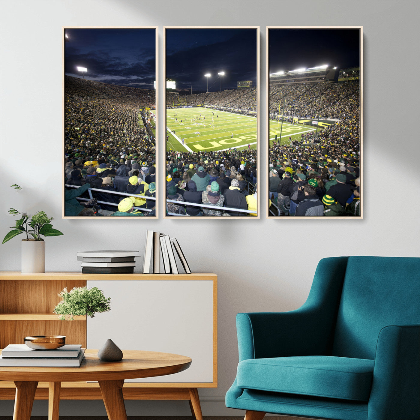 MGV-FC-48X32-3P - University of Oregon Ducks Football Team Print - Eugene Autzen Stadium Wall Art Canvas Print