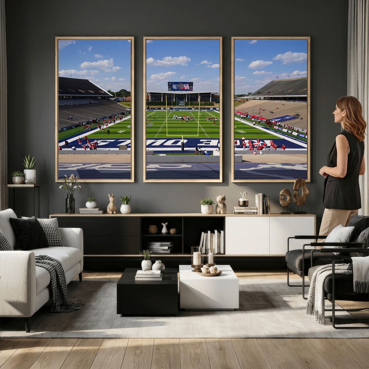 92248-MGV-CV-36X24 - Rice University Owls Football Team Print, Houston Rice Stadium