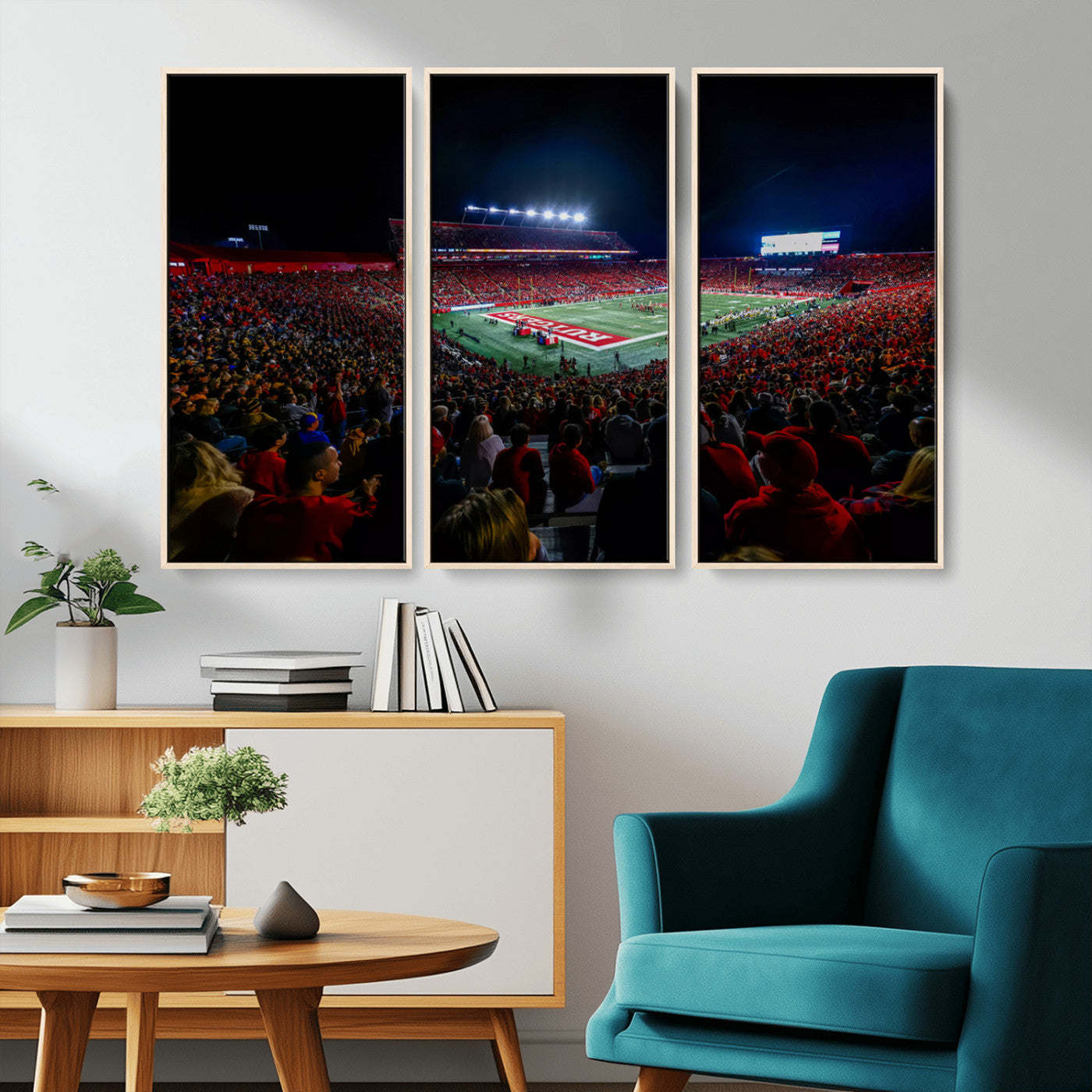 MGV-FC-48X32-3P - Rutgers Scarlet Knights Football Team Print - SHI Stadium, Piscataway Wall Art Canvas Print