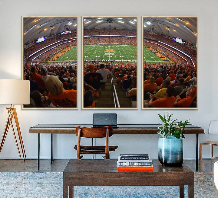 From above, the view resembles the Syracuse University Orange Football Team Wall Art Canvas.