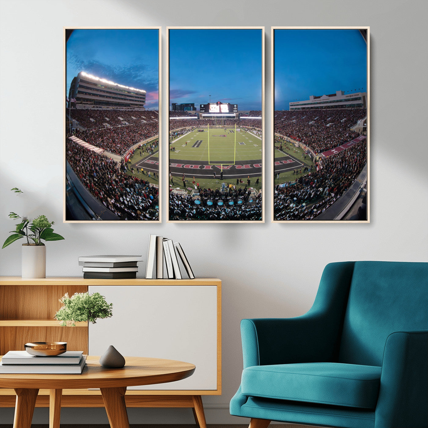 MGV-FC-48X32-3P - Texas Tech Red Raiders Canvas, Framed Football Team Print - Lubbock Jones AT&T Stadium Wall Art