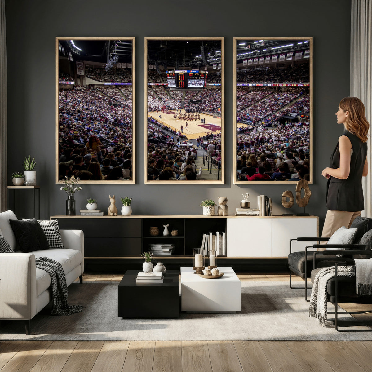 76876-MGV-CV-36X24 - University of Nebraska Cornhuskers Basketball Team Print - Lincoln Red Arena Wall Art Canvas Print