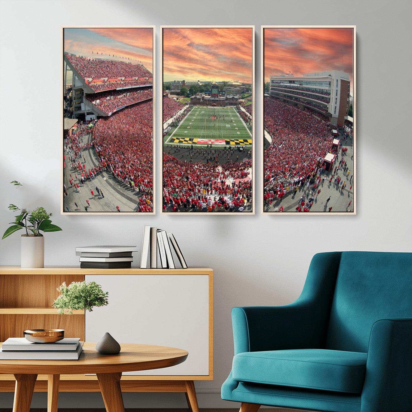 MGV-FC-48X32-3P - University of Maryland Terrapins Football Team Print - College Park SECU Stadium Wall Art Canvas