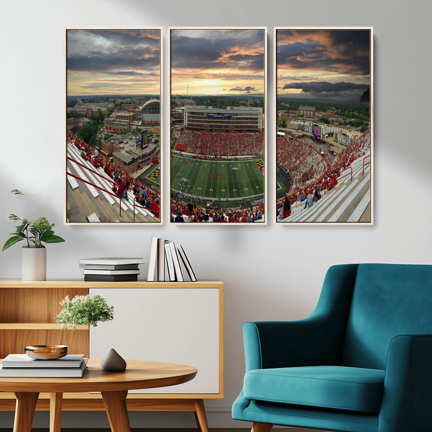 MGV-FC-48X32-3P - University of Maryland Terrapins Football Team Print - College Park SECU Stadium Wall Art Canvas