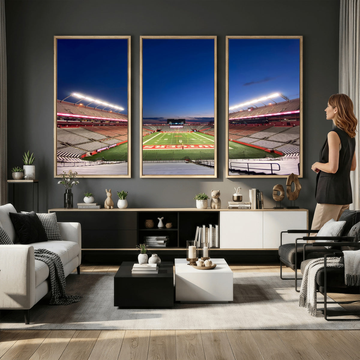 15051-MGV-CV-36X24 - Rutgers Scarlet Knights Football Team Print, Piscataway SHI Stadium