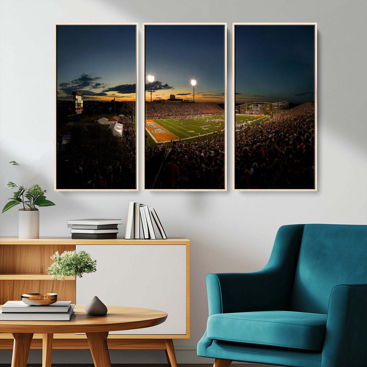 MGV-FC-48X32-3P - Ball State Cardinals Football Team Print - Muncie Scheumann Stadium Wall Art Canvas Print