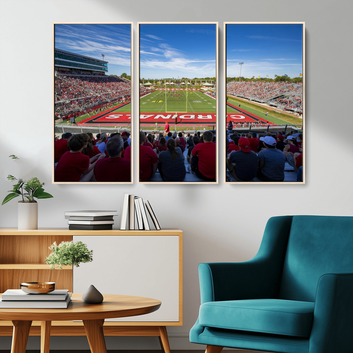 MGV-FC-48X32-3P - Ball State Cardinals Football Team Print - Muncie Scheumann Stadium Wall Art Canvas Print