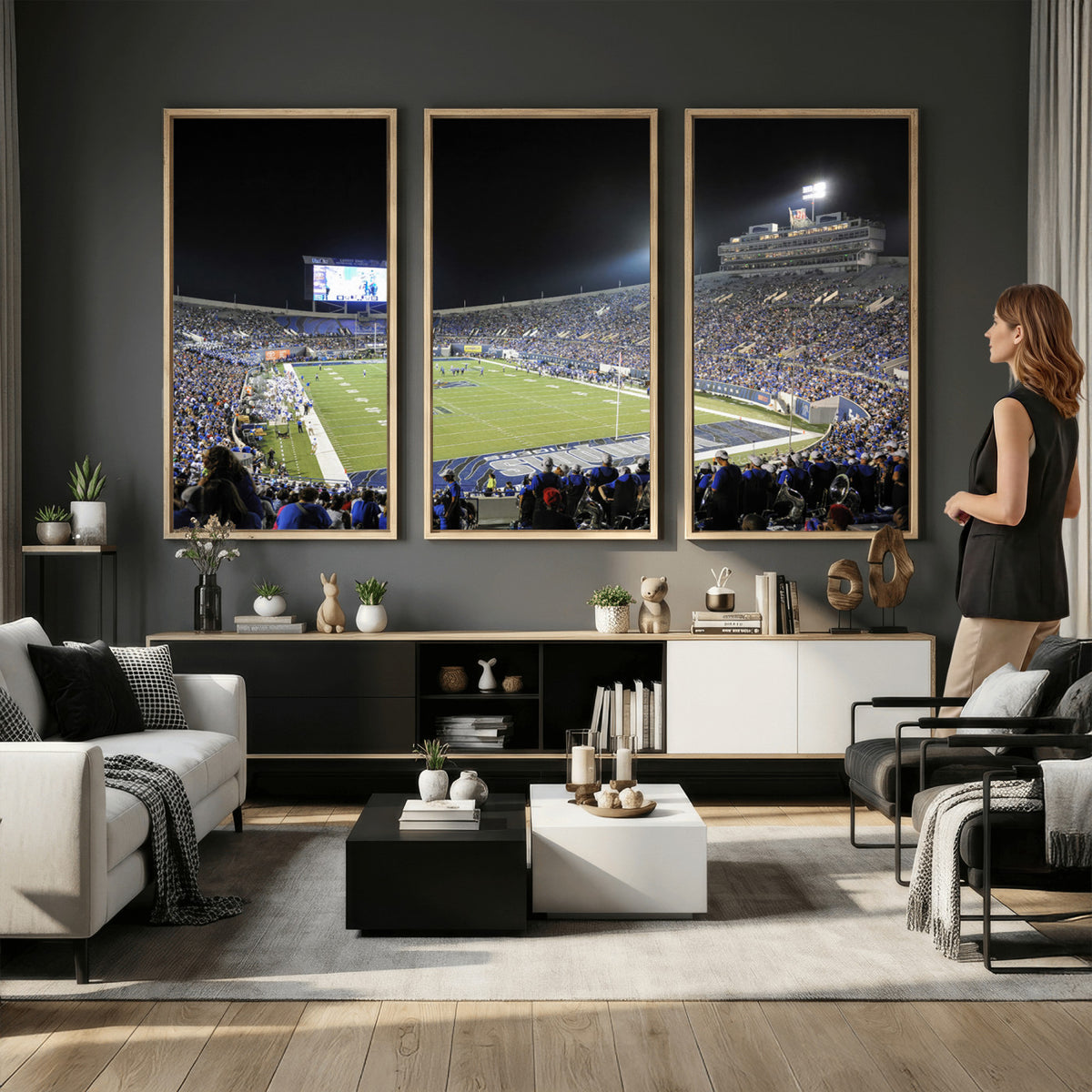 10894-PAN-FL-20X10 - University of Memphis Tigers Football Team Print - Memphis Simmons Bank Liberty Stadium Wall Art