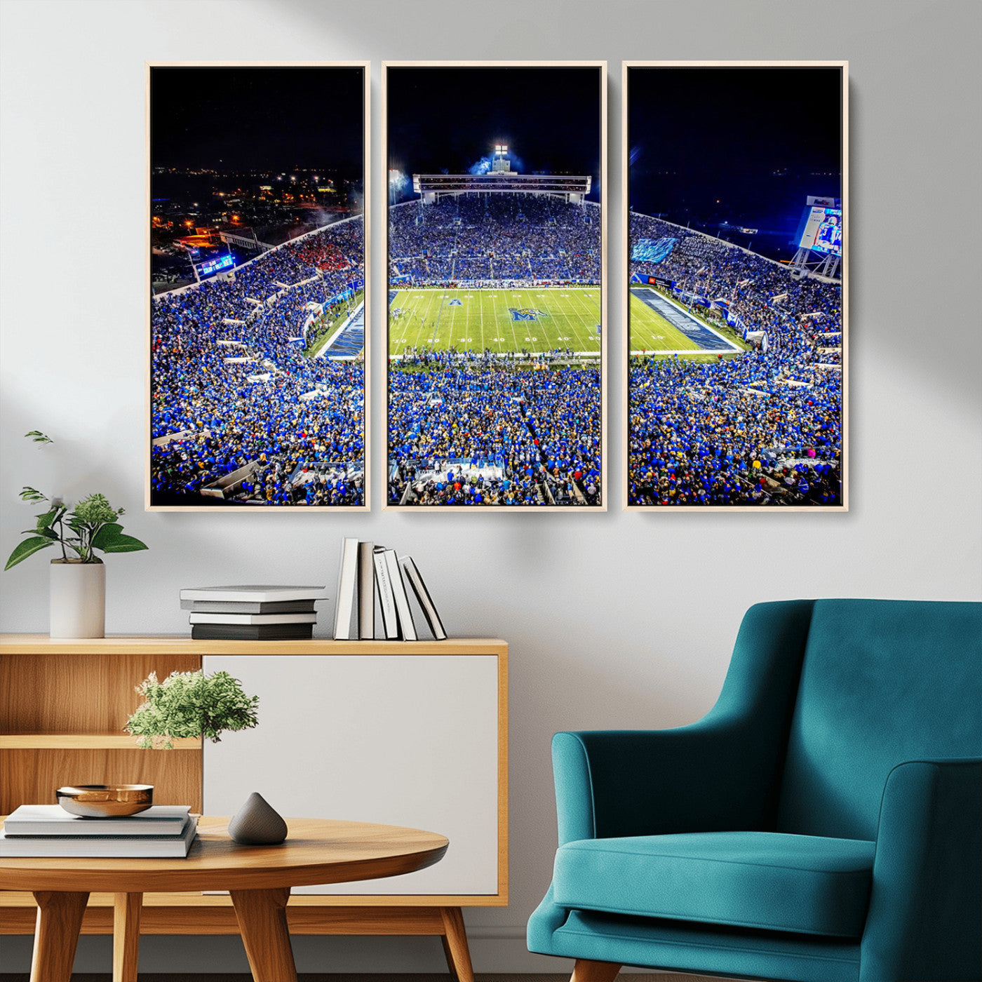 MGV-FC-48X32-3P - University of Memphis Tigers Football Team Print - Memphis Simmons Bank Liberty Stadium Wall Art