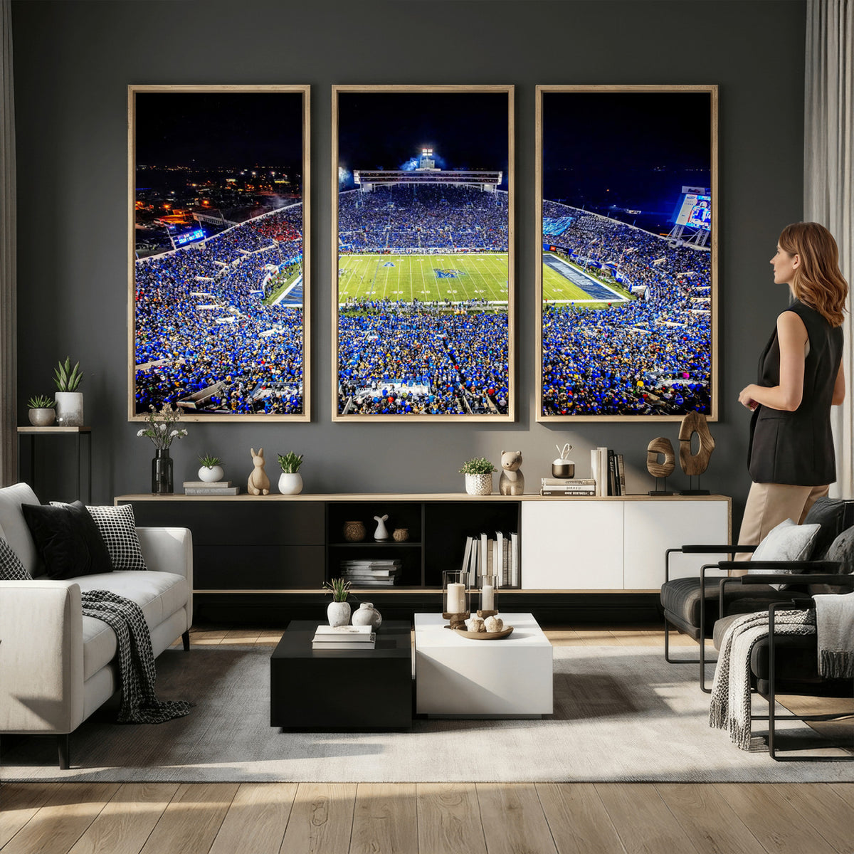 11665-PAN-FL-20X10 - University of Memphis Tigers Football Team Print - Memphis Simmons Bank Liberty Stadium Wall Art