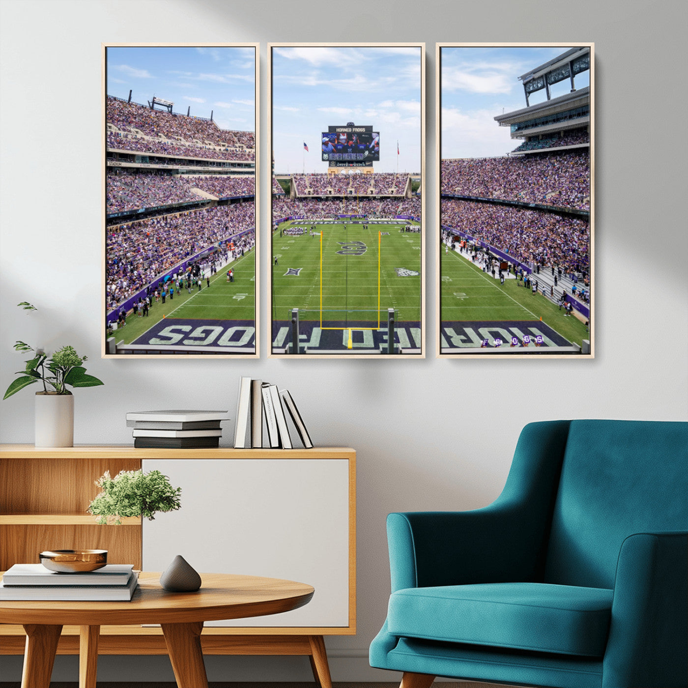 MGV-FC-48X32-3P - TCU Horned Frogs Football Team Print - Fort Worth Amon G. Carter Stadium Wall Art Canvas Print