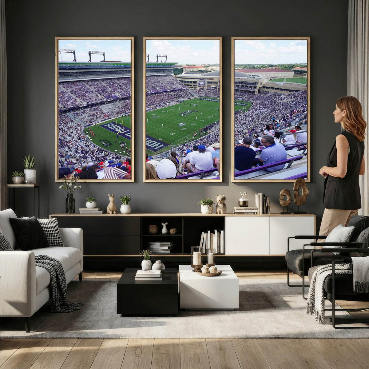 95139-MGV-CV-36X24 - The Texas Christian University TCU Horned Frogs Football Team Print, Fort Worth