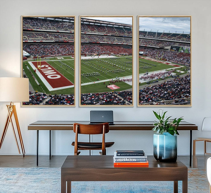 Aerial view wall art of Lincoln Financial Field during a Temple Owls game.