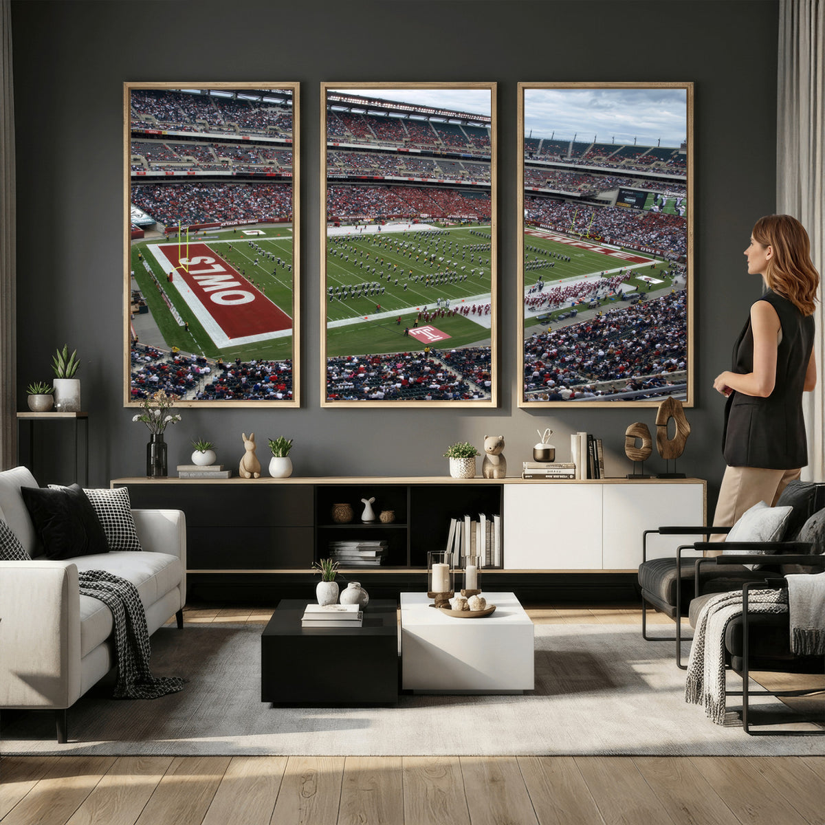 15310-PAN-FL-20X10 - The Temple University Owls Athletics Team Print - Philadelphia Lincoln Financial Field Stadium Wall