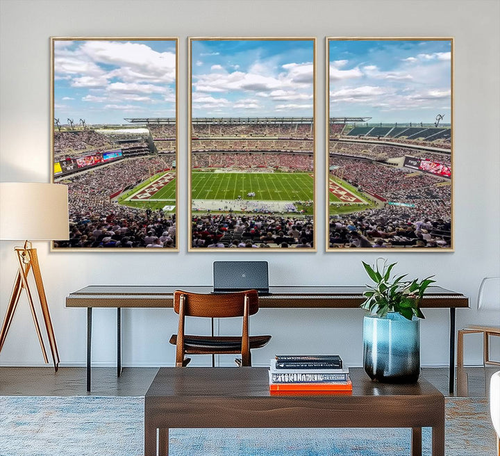 The Temple University Owls Athletics canvas print of a game at Lincoln Financial Field.