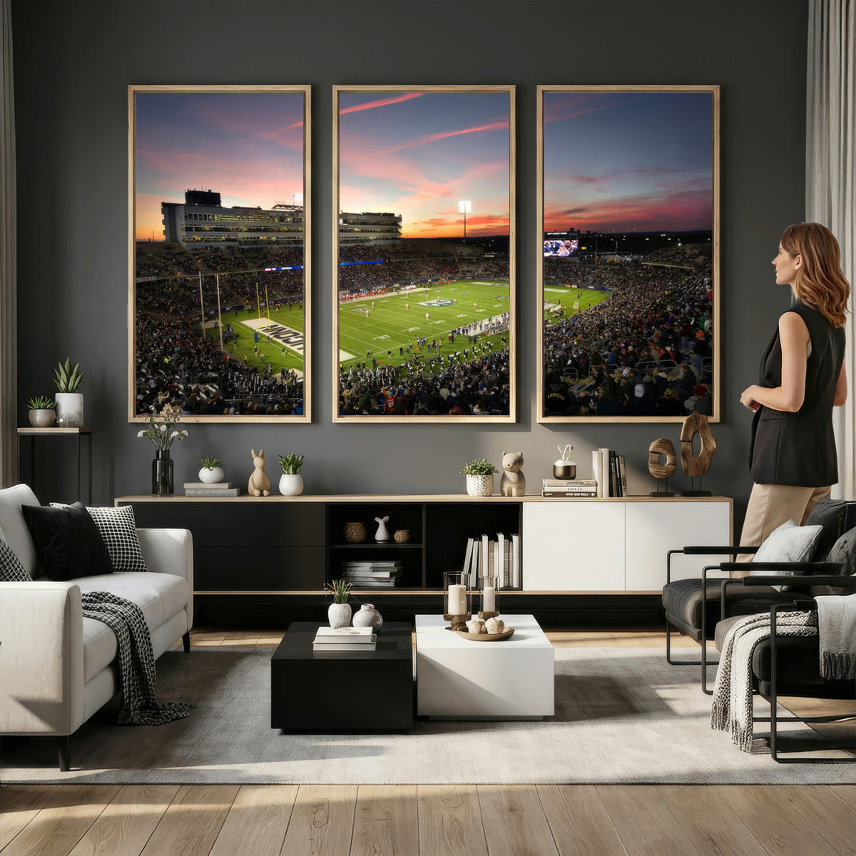 64416-MGV-CV-36X24 - The University of Connecticut UCONN Huskies Football Team Print, Framed and Ready to Hang