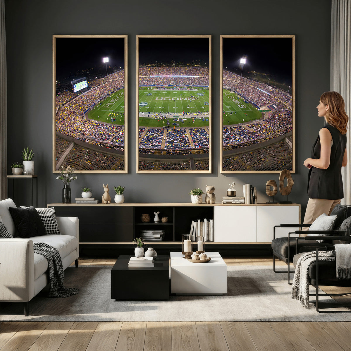 52855-MGV-CV-36X24 - The University of Connecticut UCONN Huskies Football Team Print, East Hartford
