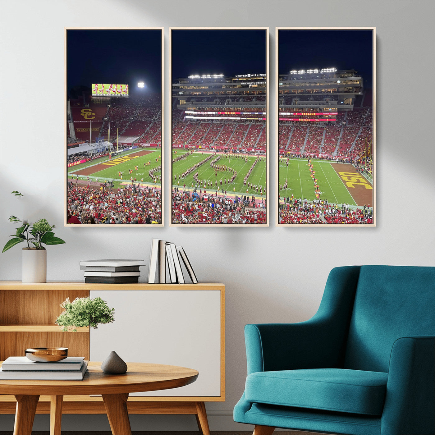 MGV-FC-48X32-3P - The University of Southern California USC Trojans Football Team Print - Los Angeles Memorial