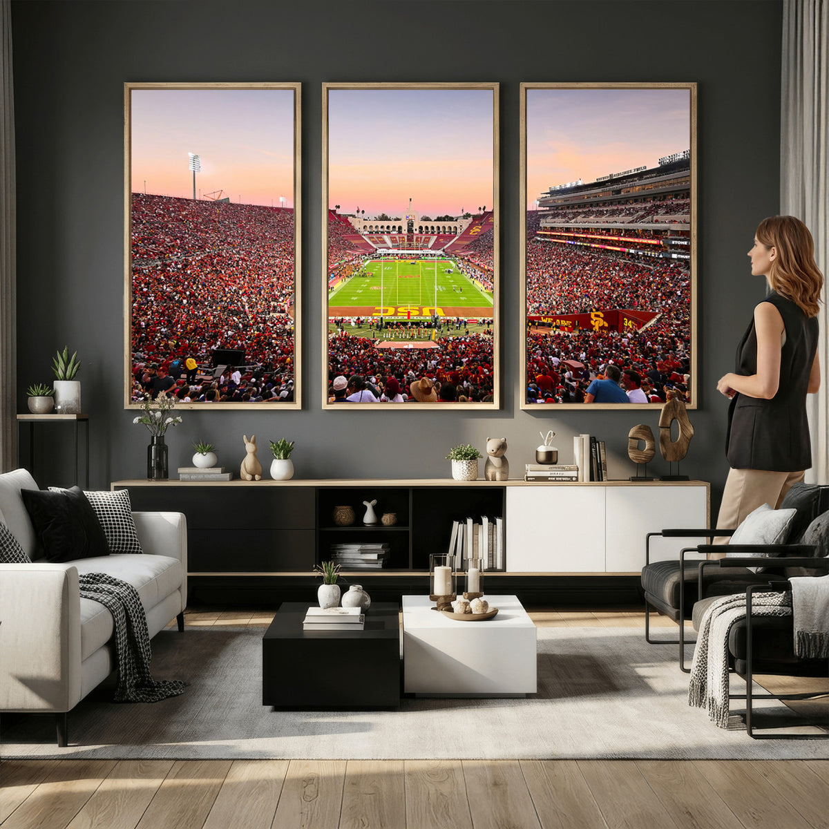 39904-MGV-CV-36X24 - The University of Southern California USC Trojans Football Team Print, Home Bar Wall Decor