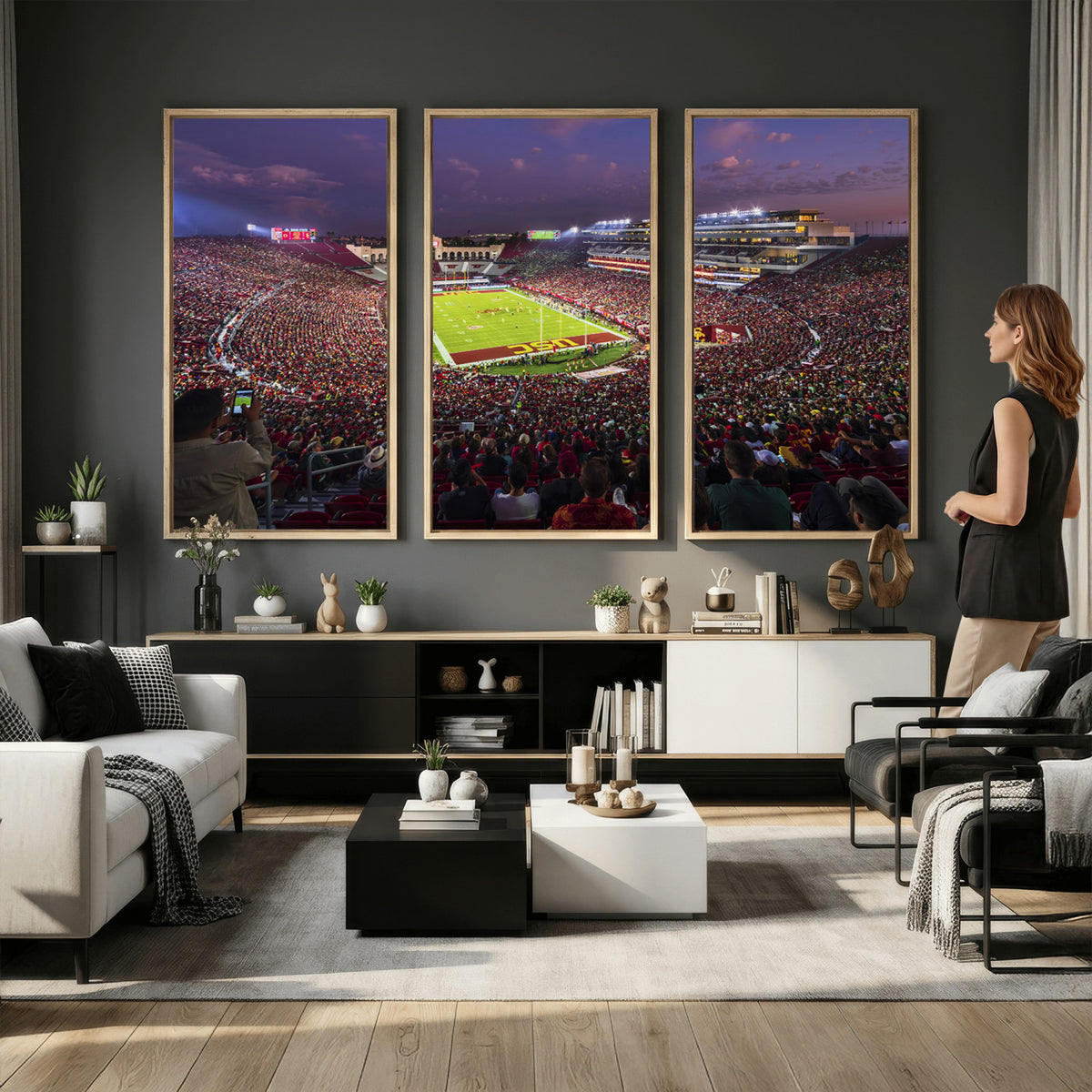 73373-MGV-CV-36X24 - The University of Southern California USC Trojans Football Team Print, Extra Large Game Room Wall Decor