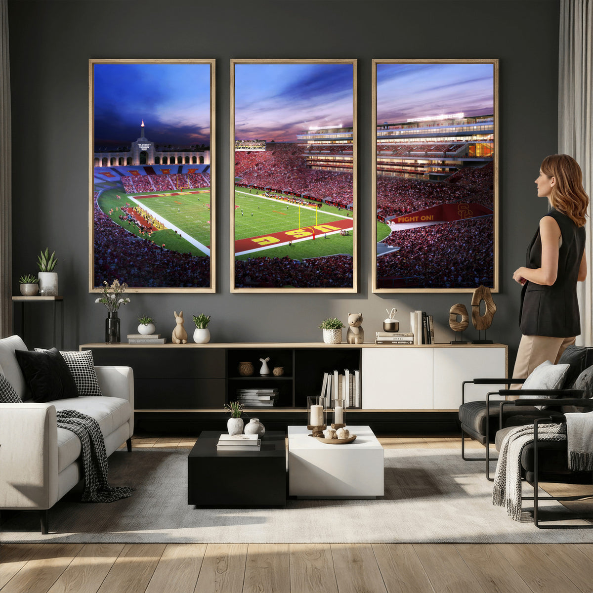 71879-MGV-CV-36X24 - The University of Southern California USC Trojans Football Team Print, Framed and Ready to Hang