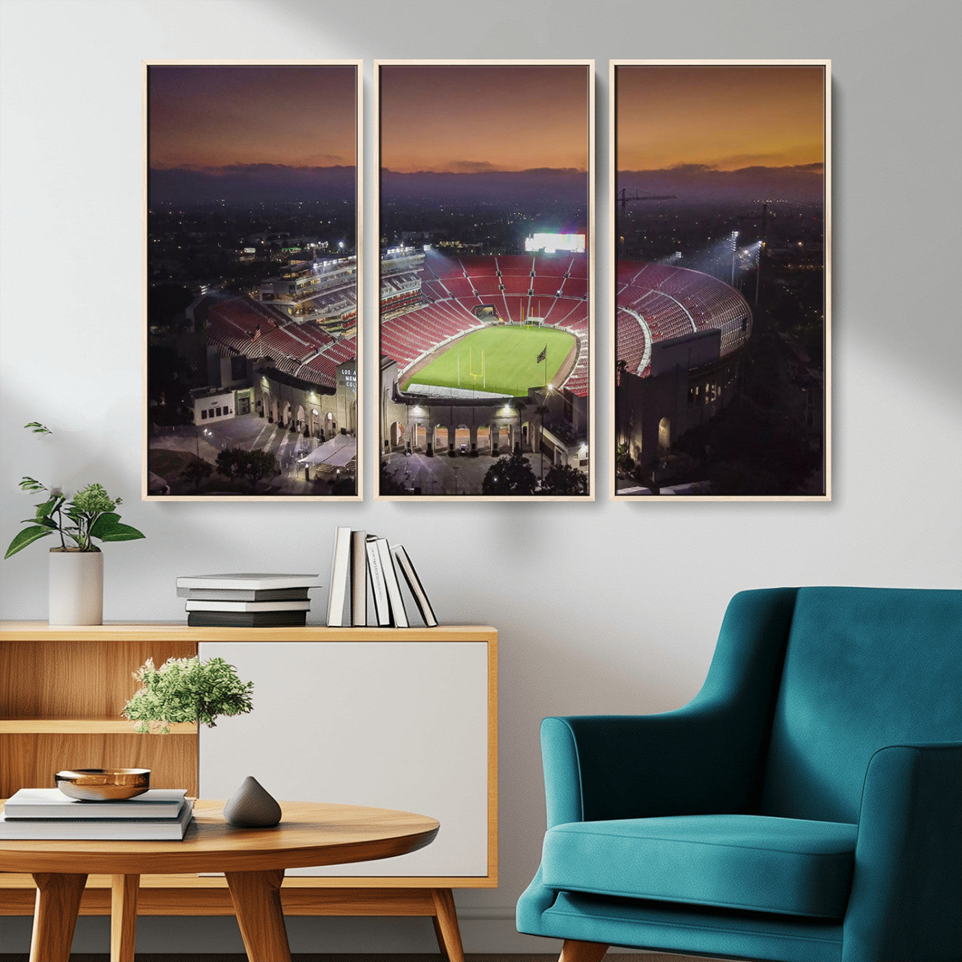 MGV-FC-48X32-3P - The University of Southern California USC Trojans Football Team Print - Los Angeles Memorial