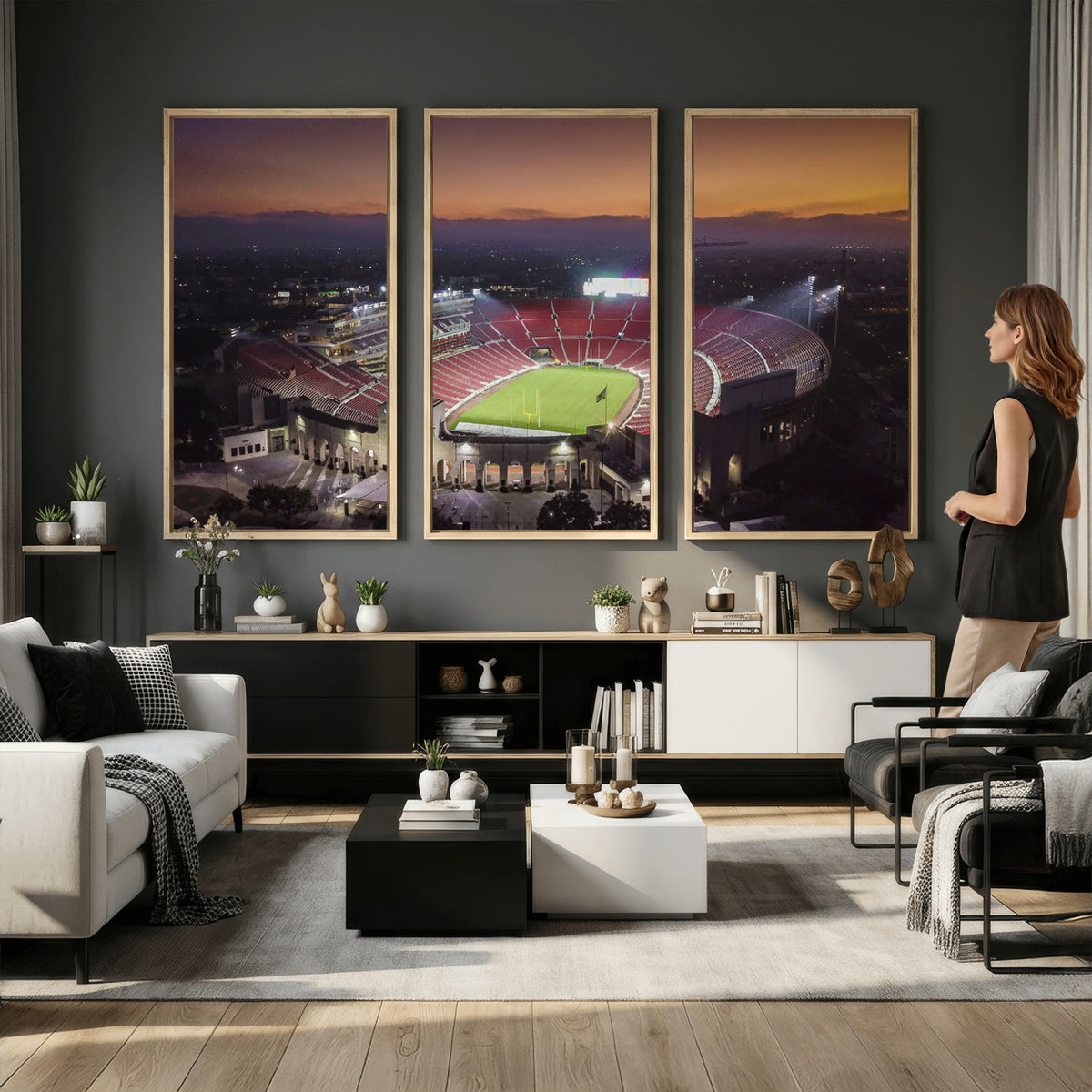 50666-MGV-CV-36X24 - The University of Southern California USC Trojans Football Team Print, Los Angeles Memorial Coliseum