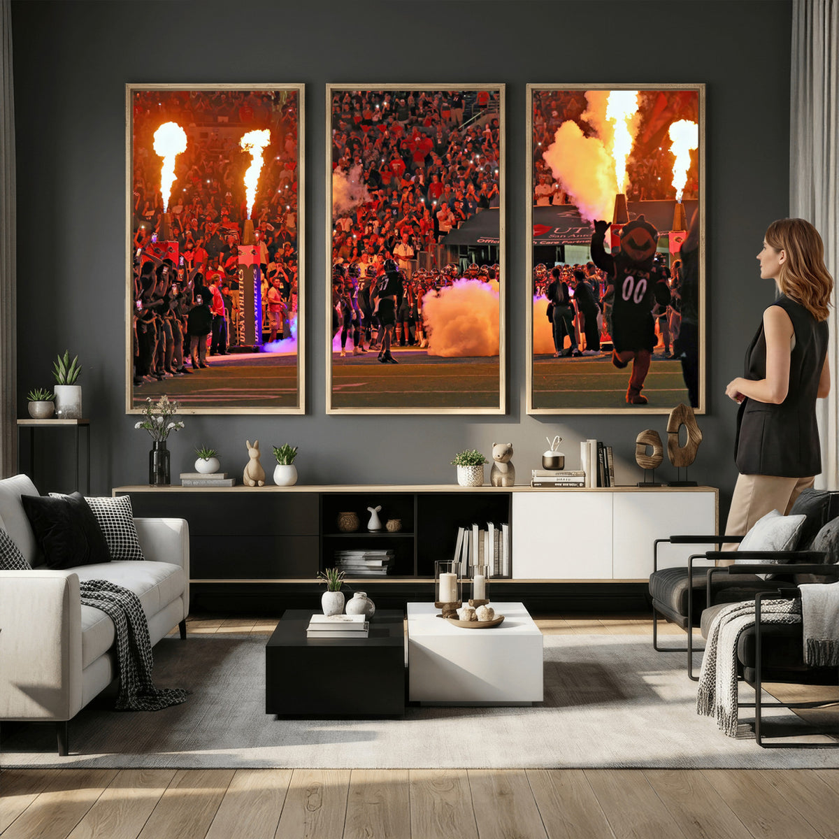 98664-MGV-CV-36X24 - The University of Texas at San Antonio Roadrunners Football Team Print, Extra Large Game Room Wall Decor