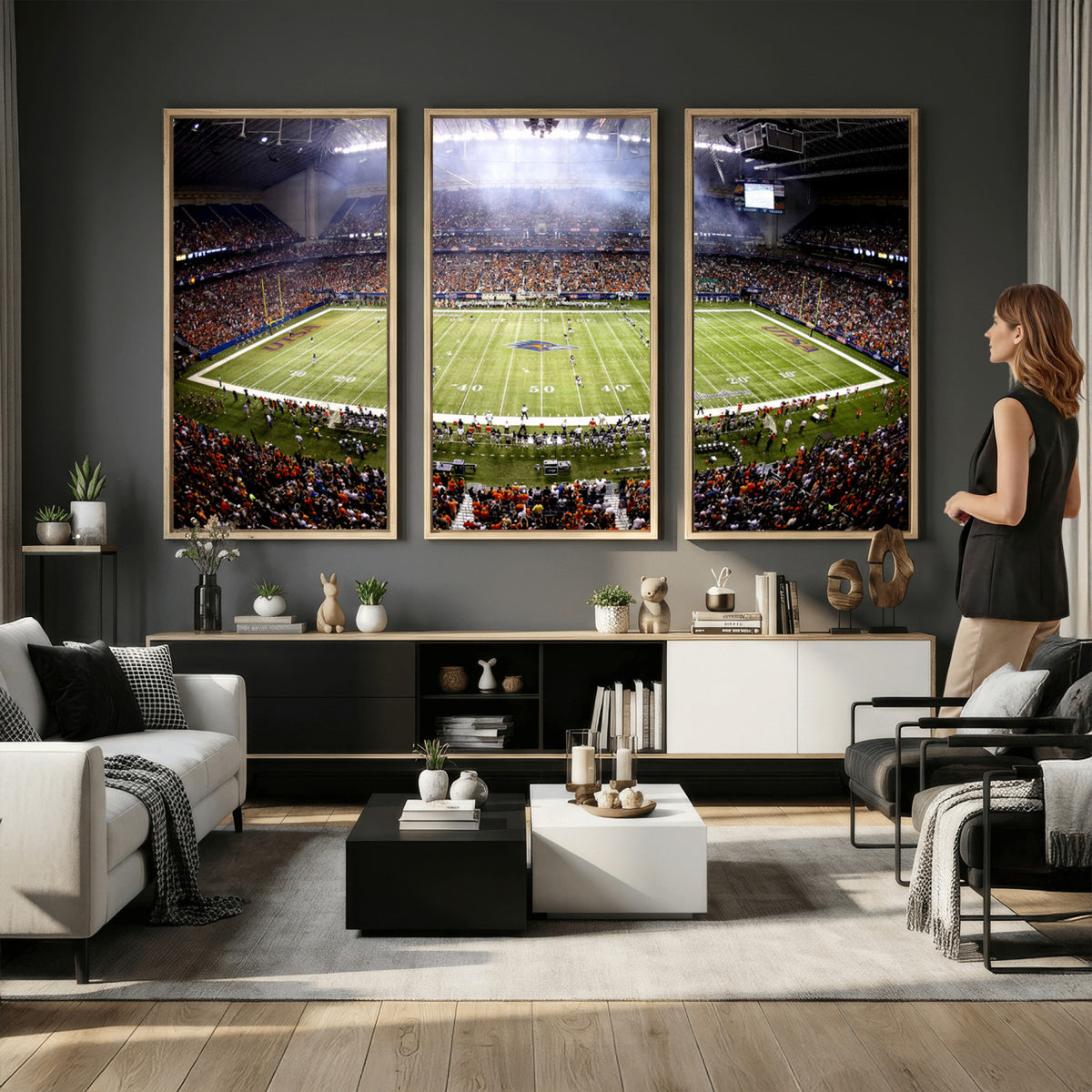 46972-MGV-CV-36X24 - The University of Texas at San Antonio Roadrunners Football Team Print, Framed and Ready to Hang