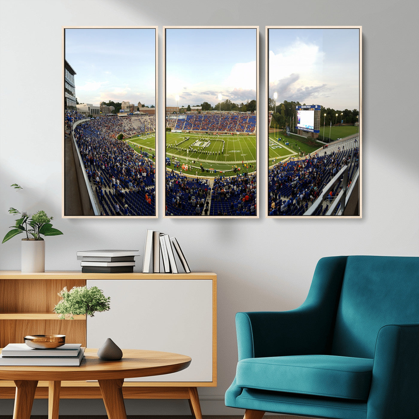 MGV-FC-48X32-3P - The Duke University Blue Devils Football Team Print - Durham Wallace Wade Stadium Wall Art Canvas