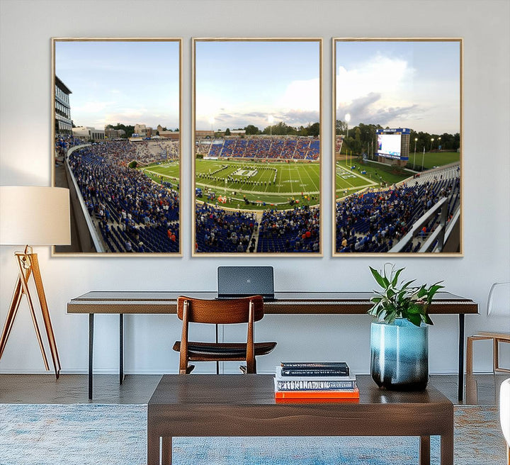 Wallace Wade Stadium print featuring a green field and sky.