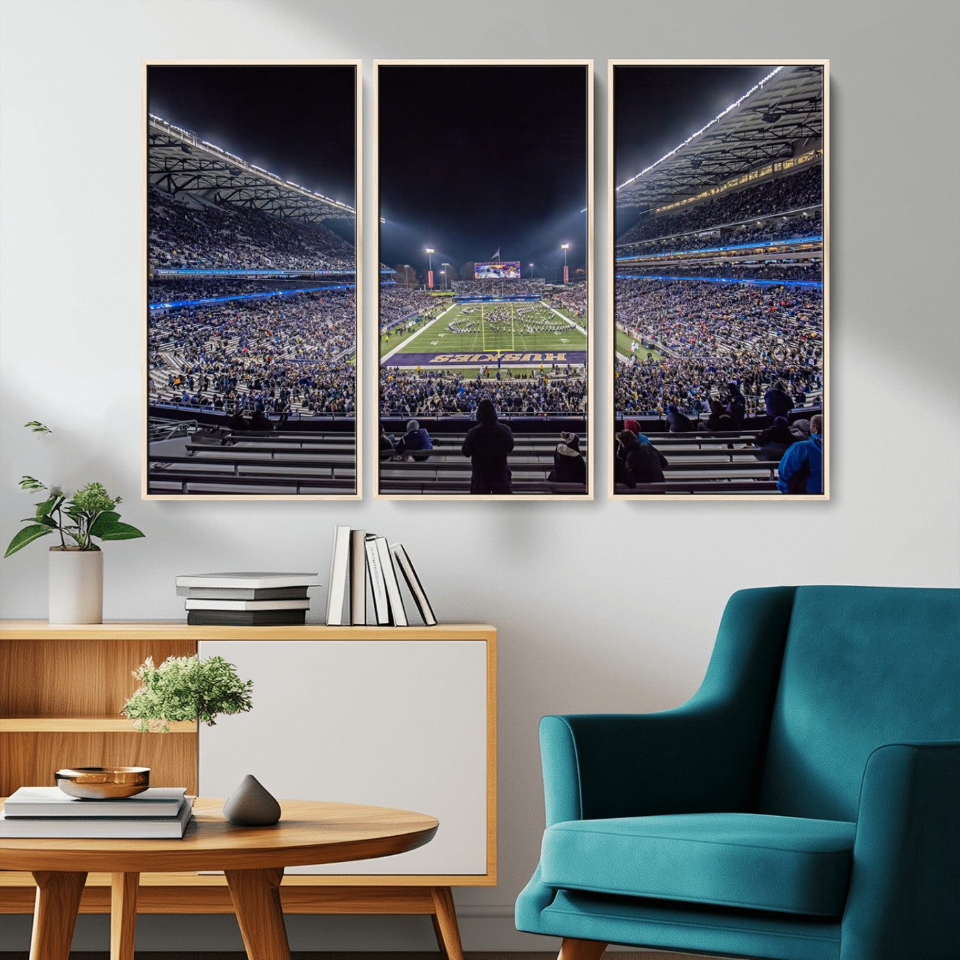 MGV-FC-48X32-3P - The University of Washington Huskies Football Team Print - Seattle Husky Stadium Wall Art Canvas