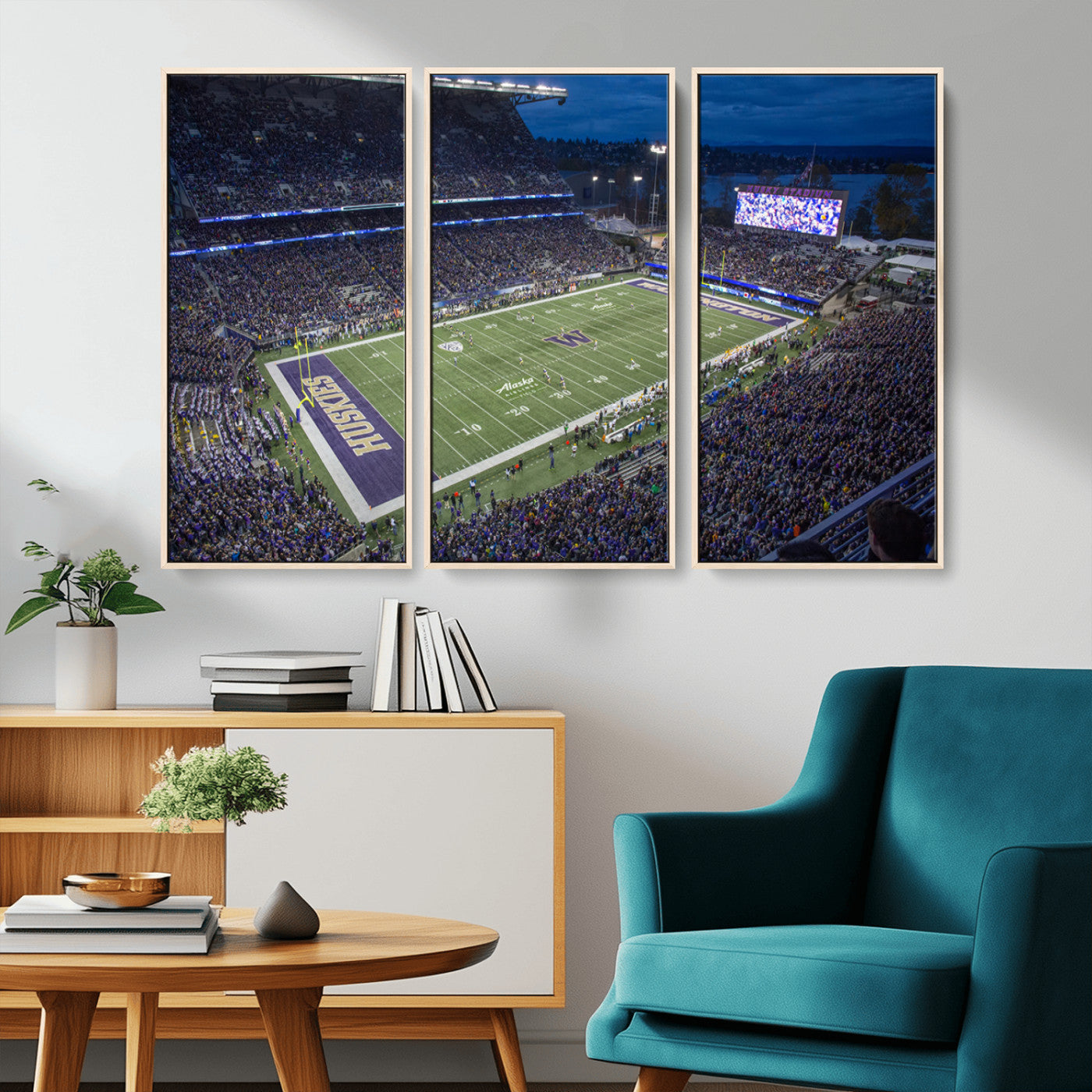 MGV-FC-48X32-3P - The University of Washington Huskies Football Team Print - Seattle Husky Stadium Wall Art Canvas