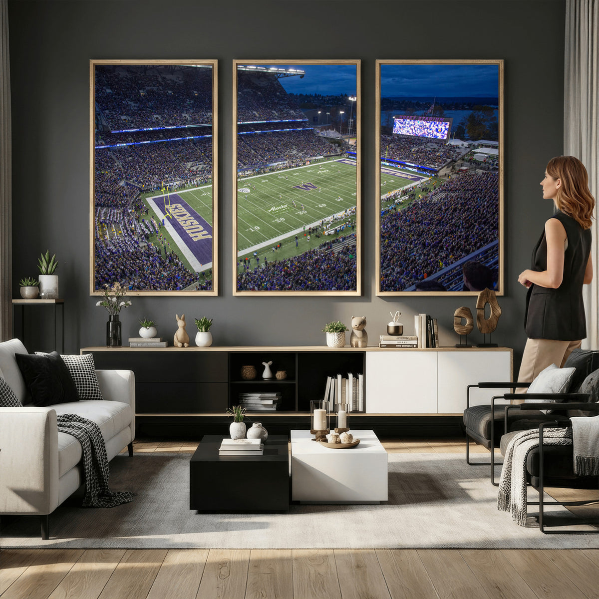 84780-MGV-CV-36X24 - The University of Washington Huskies Football Team Print, Framed and Ready to Hang
