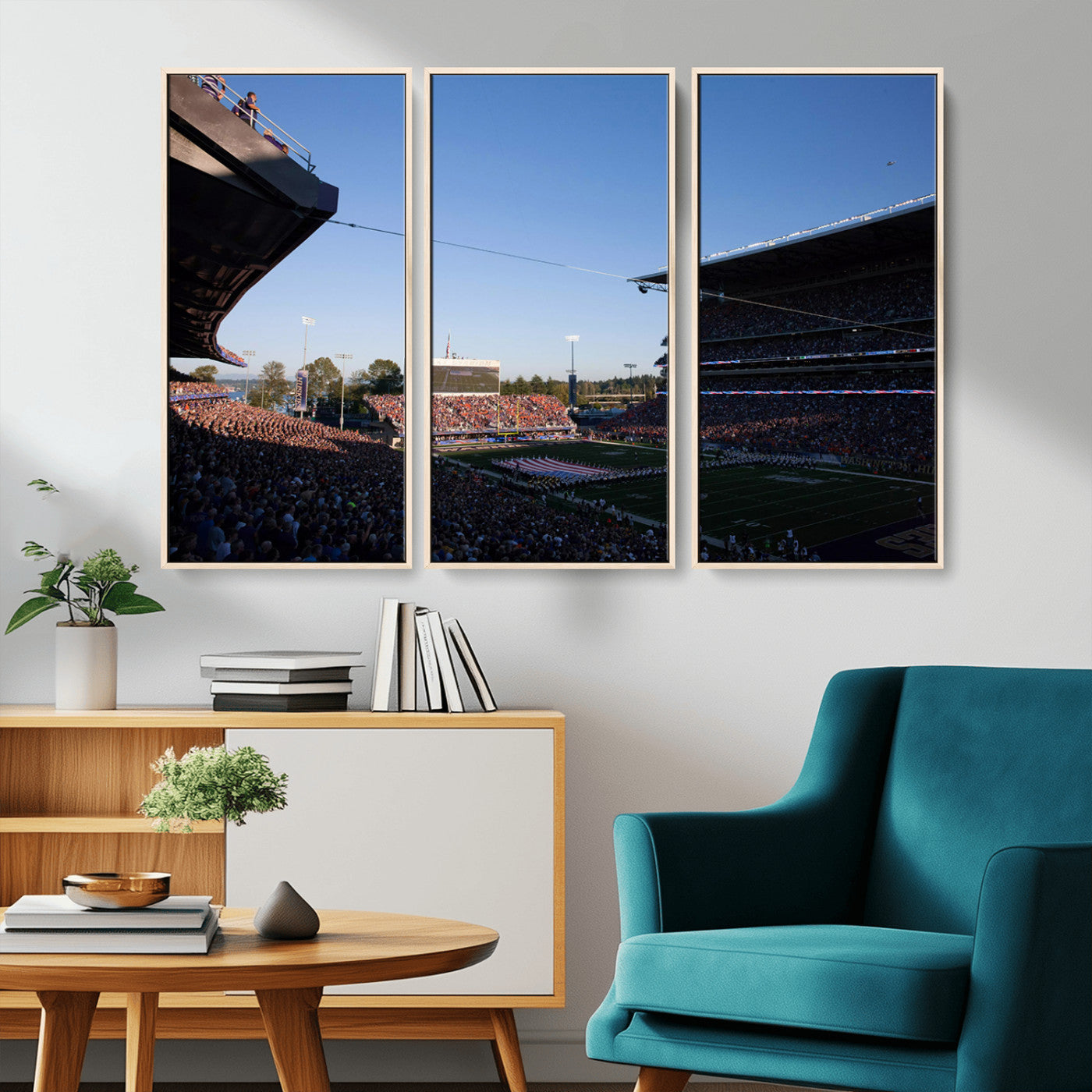 MGV-FC-48X32-3P - The University of Washington Huskies Football Team Print - Seattle Husky Stadium Wall Art Canvas