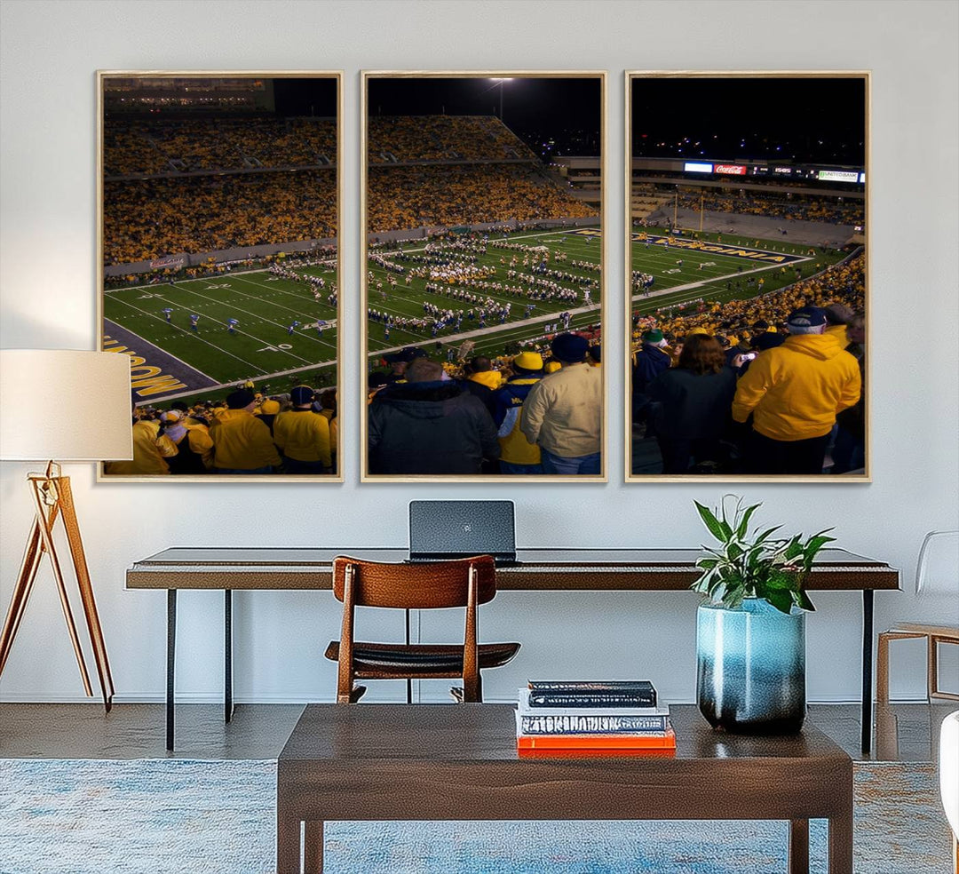 West Virginia Uni Mountaineers Football Canvas Wall Art Print.