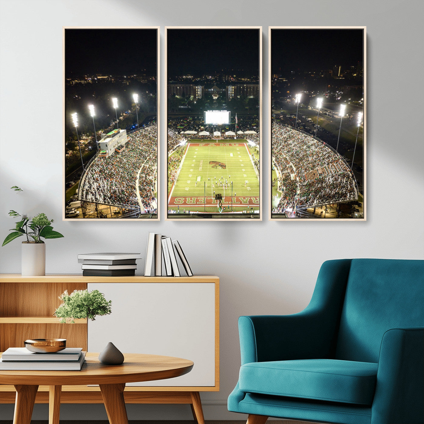 MGV-FC-48X32-3P - Florida A&M Rattlers Football Team Print - Tallahassee Bragg Memorial Stadium Wall Art Canvas Print