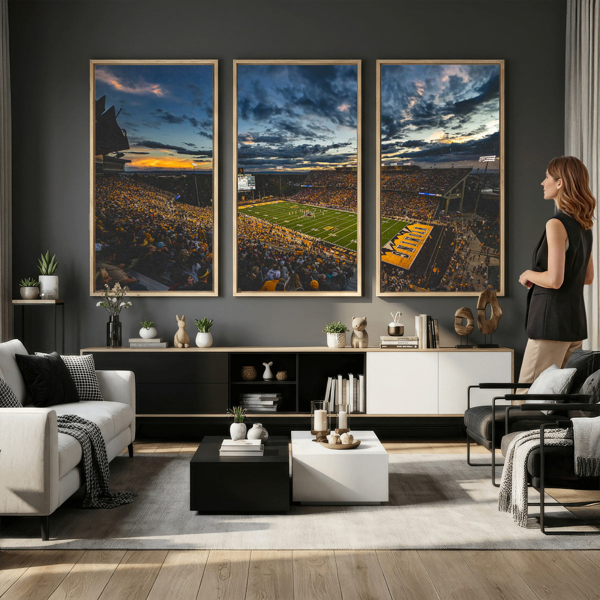 61020-MGV-CV-36X24 - University of Wyoming Cowboys Football Team Print, Laramie, Framed and Ready to Hang