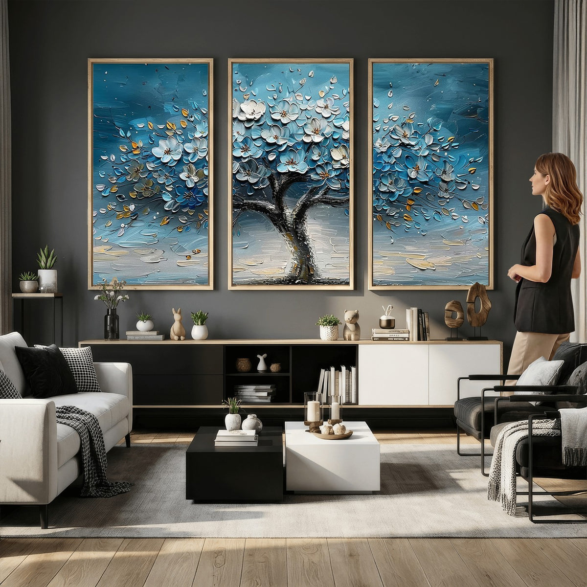 24109-_Poster-30x20 - Abstract Blooming Tree Wall Art Canvas Print, Floral Modern Home Decor