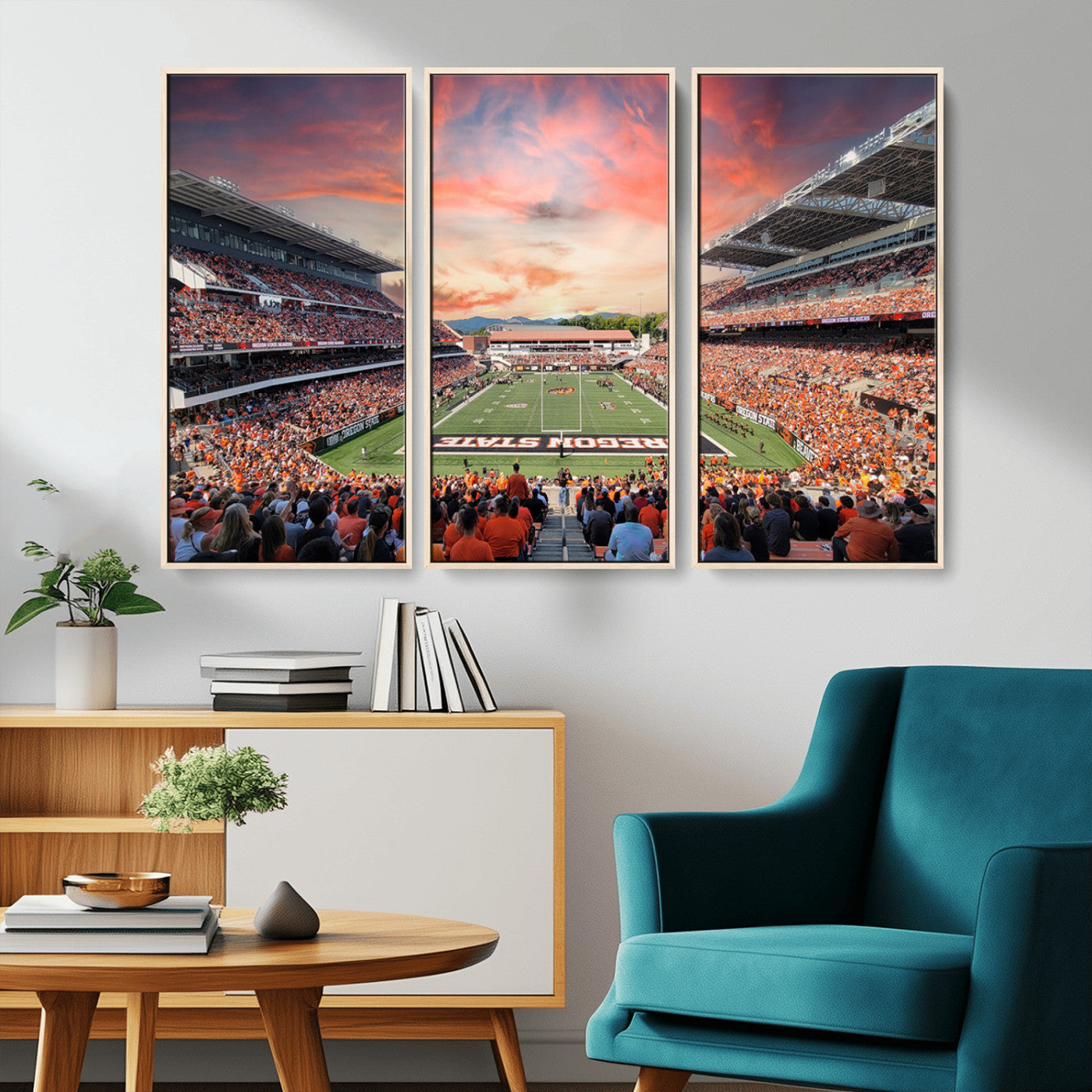 MGV-FC-48X32-3P - Oregon State Beavers Football Team Print - Corvallis Reser Stadium Wall Art Canvas Print