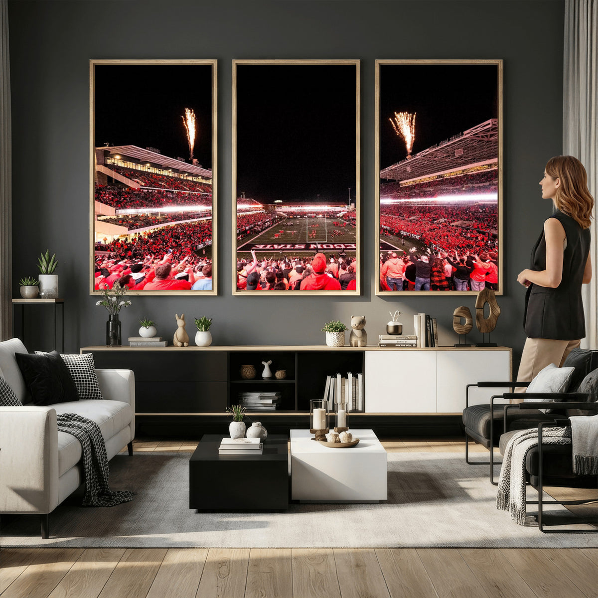 52633-MGV-CV-36X24 - Oregon State Beavers Football Team Print, Corvallis Reser, Framed and Ready to Hang