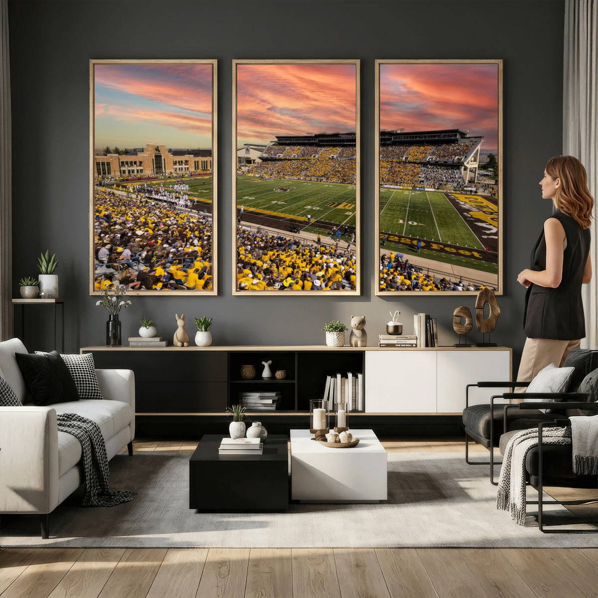 90508-MGV-CV-36X24 - University of Wyoming Cowboys Football Team Print, Laramie, Extra Large Game Room Wall Decor
