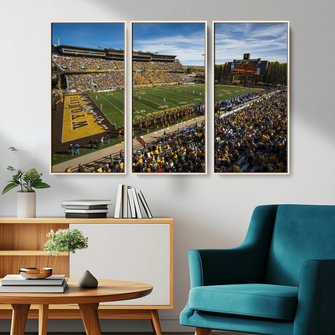 MGV-FC-48X32-3P - University of Wyoming Cowboys Football Team Print - Laramie Jonah Field War Memorial Stadium Wall
