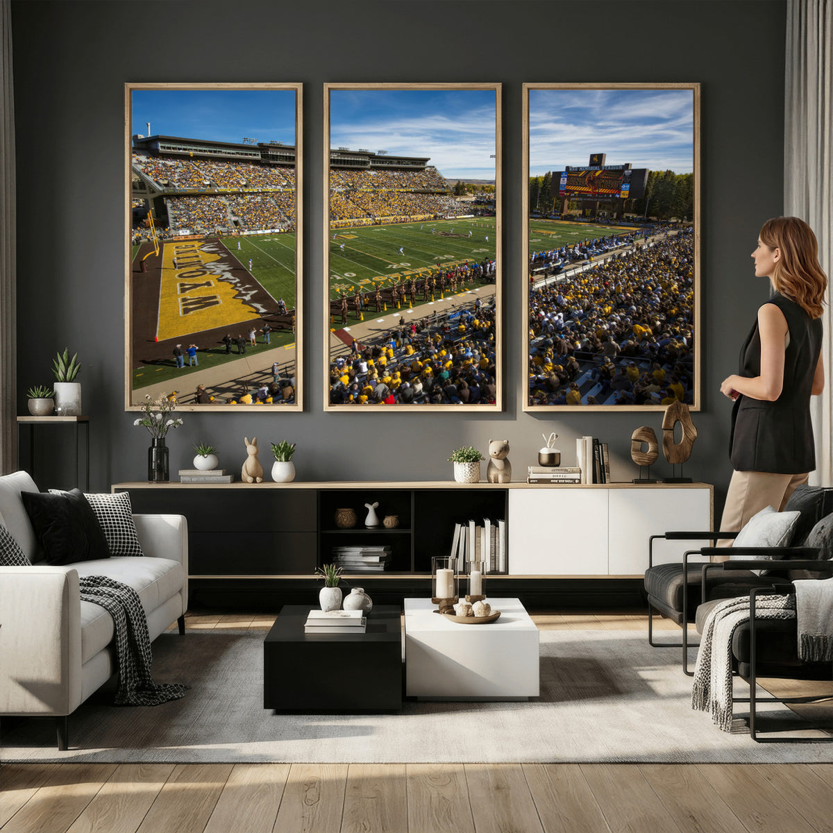89846-MGV-CV-36X24 - University of Wyoming Cowboys Football Team Print, Laramie, Man Cave Wall Decor