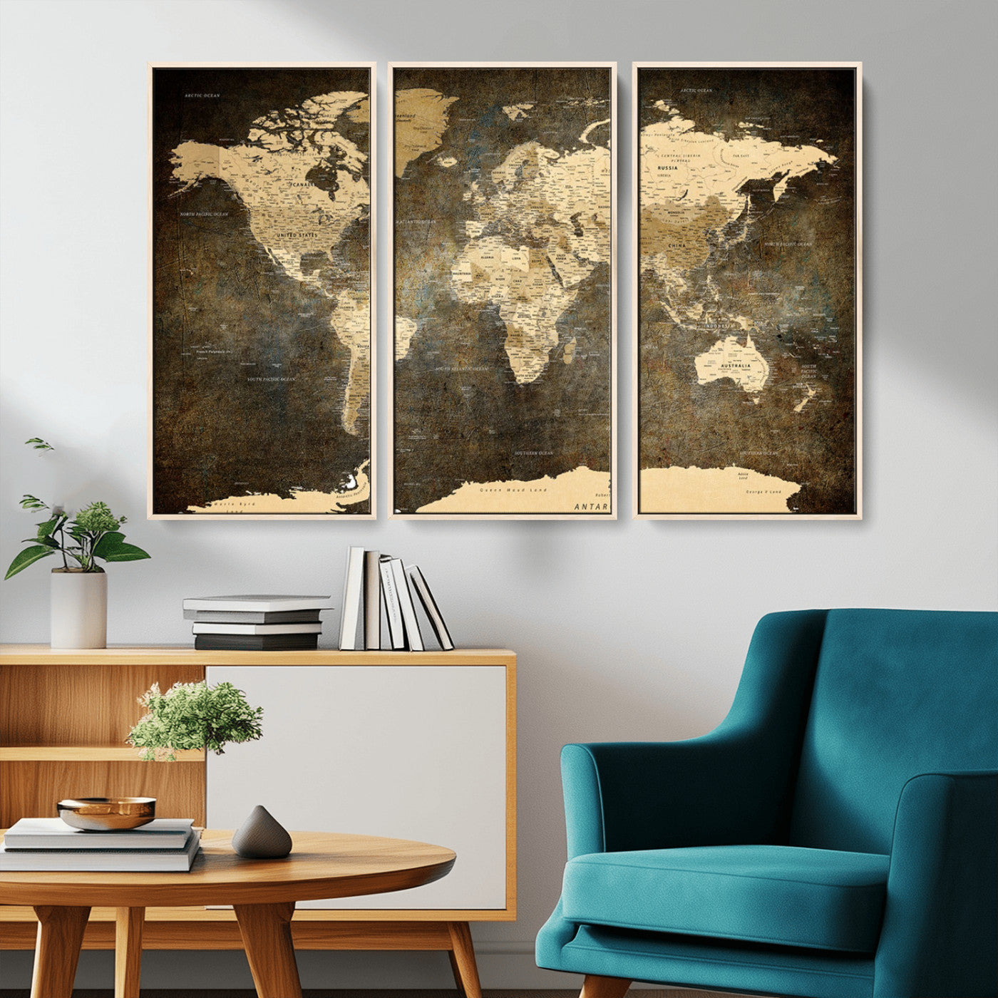 MGV-FC-48X32-3P - Push Pin World Map Canvas Print – Framed Wall Art for Couples to Track Their Travels – Anniversary